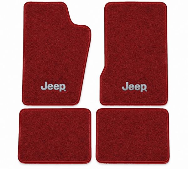 Picture of 1985-1990 Jeep Cherokee Pioneer Floor Mats, Cutpile Carpet with Embroidered Logos - 4 Piece