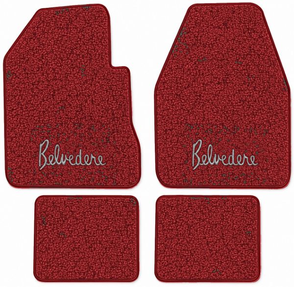 Picture of 1962-1964 Plymouth Belvedere 4spd Floor Mats, Tuxedo Carpet with Embroidered Logos - 4 Piece