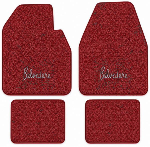 Picture of 1962-1964 Plymouth Belvedere Auto Floor Mats, Tuxedo Carpet with Embroidered Logos - 4 Piece