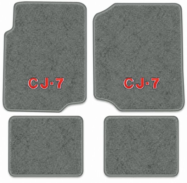 Picture of 1976-1986 Jeep CJ7 Floor Mats, Cutpile Carpet with Embroidered Logos - 4 Piece