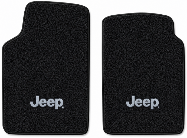 Picture of 1959-1973 Jeep CJ5 Floor Mats, Loop Carpet with Embroidered Logos, Front Row - 2 Piece