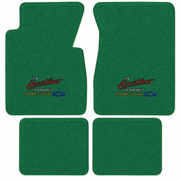 Picture of 1955-1957 Chevrolet Bel Air Nomad 2DR Wagon Floor Mats, Daytona Carpet with Embroidered Logos - 4 Piece
