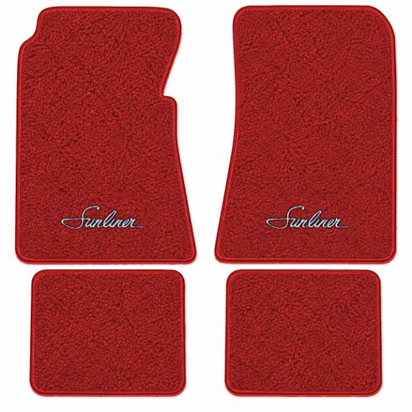 Picture of 1955-1956 Ford Sunliner Convertible Floor Mats, Loop Carpet with Embroidered Logos - 4 Piece