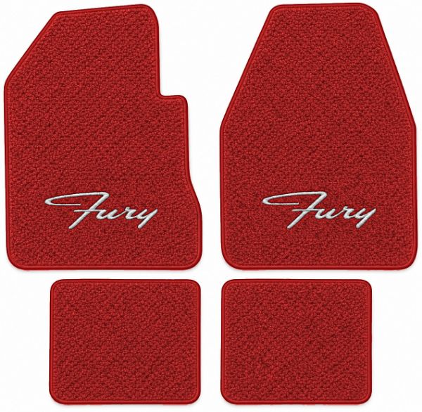 Picture of 1962-1969 Plymouth Fury 4spd Floor Mats, Loop Carpet with Embroidered Logos - 4 Piece