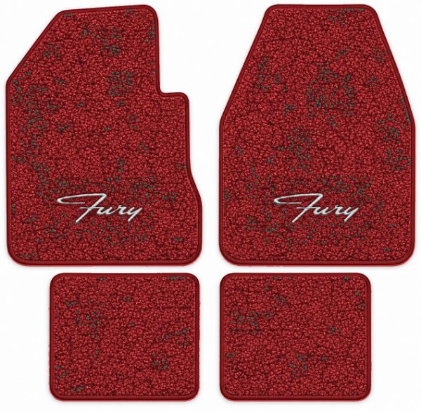 Picture of 1962-1964 Plymouth Fury 2DR 4spd Floor Mats, Tuxedo Carpet with Embroidered Logos - 4 Piece