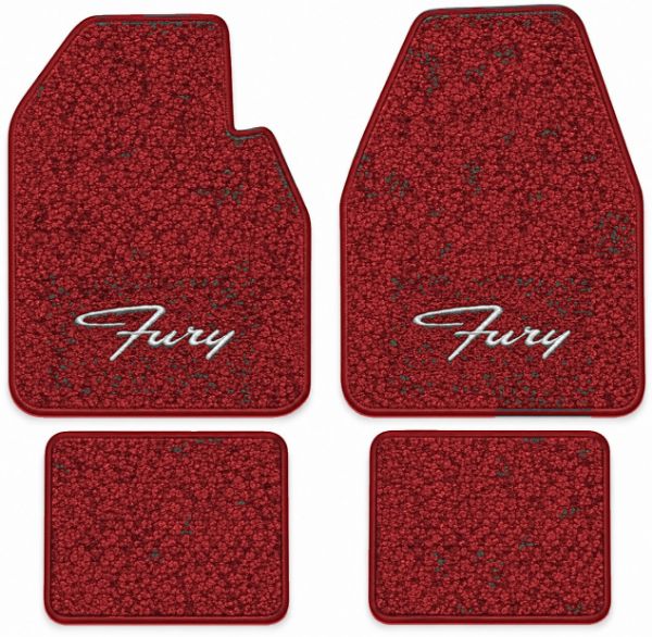 Picture of 1962-1964 Plymouth Fury Auto Floor Mats, Tuxedo Carpet with Embroidered Logos - 4 Piece