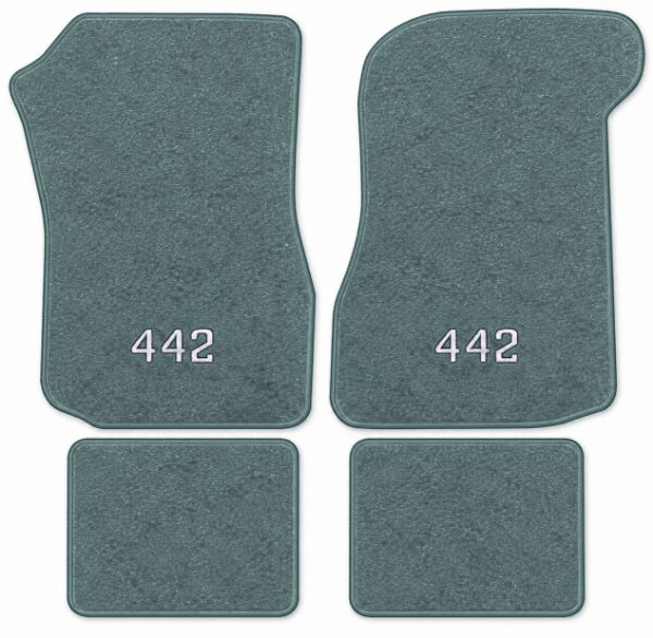 Picture of 1977 Oldsmobile Cutlass 442 Floor Mats, Cutpile Carpet with Embroidered Logos - 4 Piece