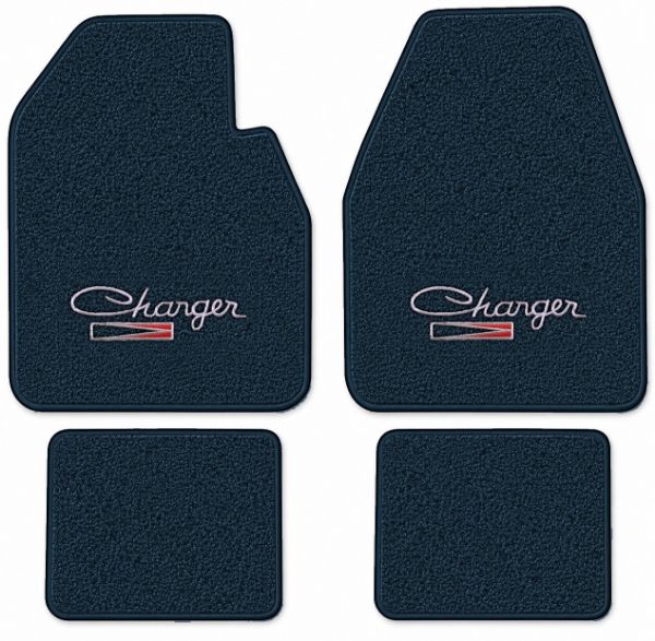 Picture of 1971-1973 Dodge Charger Auto Floor Mats, Loop Carpet with Embroidered Logos - 4 Piece