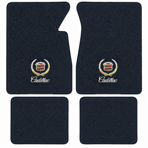 Picture of 1974-1976 Cadillac DeVille 4DR Sedan Floor Mats, Cutpile Carpet with Embroidered Logos - 4 Piece