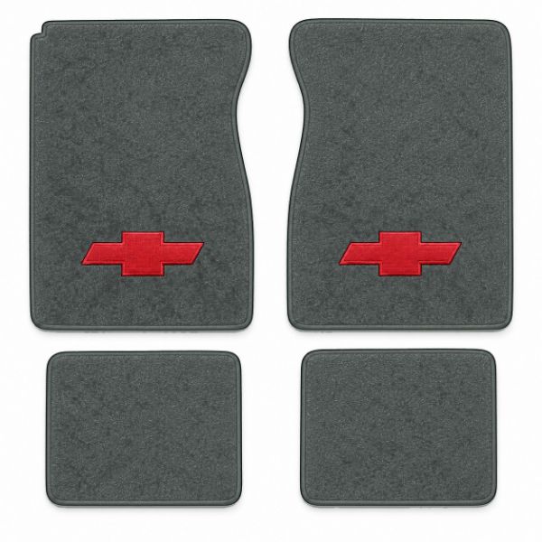Picture of 1974 Chevrolet K30 Pickup Crew Cab Floor Mats, Cutpile Carpet with Embroidered Logos - 4 Piece