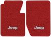 Illustration of 1965-1972 Jeep J-2500 Loop floor mats, 2 piece, in 02 Red with the #163 Jeep logo