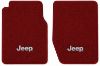 Illustration of 1974-1988 Jeep J20 Cutpile floor mats, 2 piece, in 4305 Oxblood with the #163 Jeep logo