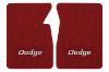 Illustration of 1975-1979 Dodge D100 Cutpile floor mats, 2 piece, in 7039 Dark Red / Carmine with the #108 Dodge logo