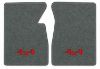 Illustration of 1986 Dodge W100 Cutpile floor mats, 2 piece, in 877 Dove Gray / 8292 with the #82 4x4 logo