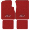 Illustration of 1957-1958 Ford Custom 300 Loop floor mats, 4 piece, in 02 Red with the #148 Ford logo