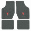 Illustration of 1984-1985 Pontiac J2000 Sunbird Cutpile floor mats, 4 piece, in 877 Dove Gray / 8292 with the #74 Pontiac V logo