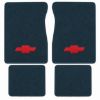 Illustration of 1987-1988 Chevrolet R20 Crew Cab Cutpile floor mats, 4 piece, in 4033 Midnight Blue with the #11 Chevy Bowtie logo