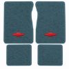 Illustration of 1987 Chevrolet R10 Suburban Cutpile floor mats, 4 piece, in 7766 Blue with the #11 Chevy Bowtie logo