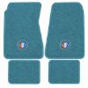 Illustration of 1968-1969 Buick GS 350 4spd Loop floor mats, 4 piece, in 09 Medium Blue with the #73 Buick Shield logo