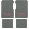 Illustration of 1974 GMC C25/C2500 Pickup Crew Cab Cutpile floor mats, 4 piece, in 807 Dark Gray with the #68 GMC logo