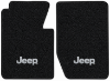 Illustration of 1963-1964 Jeep J-200 01 Black Loop 2-piece floor mats with Jeep embroidery