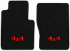 Illustration of 1975 International Travelall 801 Black Cutpile 2-piece floor mats with 4x4 embroidery