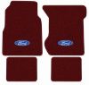 Illustration of 1974 Ford Country Squire Cutpile floor mats, 4 piece, in 825 Maroon with the #111 Ford In Oval logo
