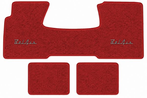 Picture of 1955-1957 Chevrolet Bel Air Nomad 2DR Wagon Frt & Rrs Floor Mats, Loop Carpet with Embroidered Logos - 3 Piece