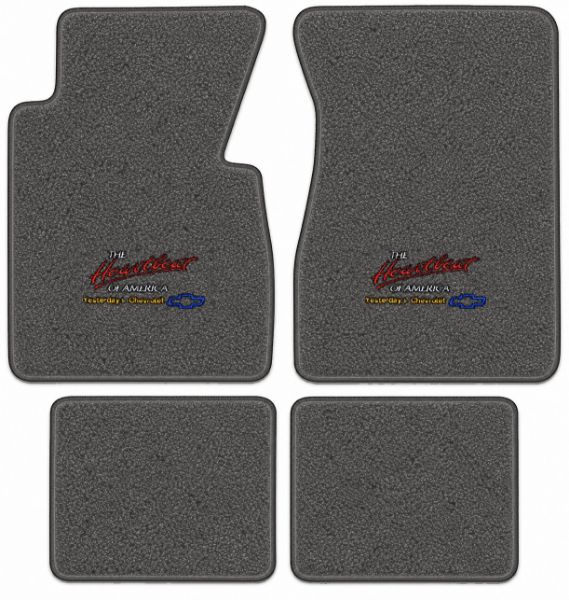 Picture of 1955-1956 Chevrolet Bel Air Nomad 2DR Wagon Floor Mats, Loop Carpet with Embroidered Logos - 4 Piece