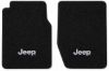 Illustration of 1974-1988 Jeep J20 801 Black Cutpile 2-piece floor mats with Jeep embroidery