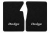 Illustration of 1975-1979 Dodge D100 black Cutpile 2-piece floor mats with Dodge embroidery
