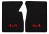 Illustration of 1986 Dodge W100 801 Black Cutpile 2-piece floor mats with 4x4 embroidery