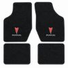 Illustration of 1984-1985 Pontiac J2000 Sunbird 801 Black Cutpile 4-piece floor mats with Pontiac V embroidery