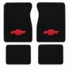 Product illustration: 1975 Chevrolet K20 Crew Cab Floor Mat 4pc (FM432F FM18R), black Cutpile, red Chevrolet bowtie