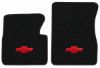 Illustration of 1959 Chevrolet Truck 01 Black Loop 2-piece floor mats with Chevy Bowtie embroidery