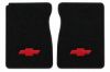 Product illustration: 1974 Chevrolet C10 Pickup Floor Mat 2pc (FM432F), black Cutpile, red Chevrolet bowtie