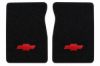 Product illustration: 1987 Chevrolet R10 Floor Mat 2pc (FM10F), black Cutpile, red Chevrolet bowtie