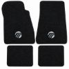 Illustration of 1987 Mercury Colony Park 801 Black Cutpile 4-piece floor mats with Mercury Emblem Black Outline And Black Arcs embroidery