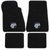 Illustration of 1987 Mercury Colony Park Cutpile Floor Mats with Embroidered Logos - 4 Piece with #362 Mercury Emblem Silver outline And Silver Arcs