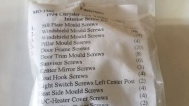 Picture of 1954 Chrysler New Yorker Vans Auto Interior Screw Kit