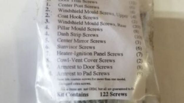 Picture of 1956 Chrysler New Yorker Vans Auto Interior Screw Kit