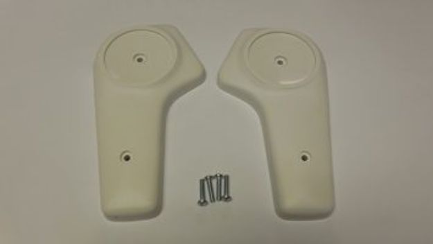 Picture of 1972-1974 Mopar E-Body Bucket Seat Hinge Covers White by Vans Auto Pair