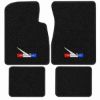 Illustration of 1963 Ford Falcon 4DR Sedan/Wagon Loop Floor Mats with Embroidered Logos - 4 Piece with #136 Futura Bird With Bars