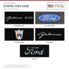 ACC floor-mat logo options for ACC-LM-8866: #102 Galaxie 500; #134 Galaxie; #148 Ford; #111 Ford In Oval; #116 Ford Crest - Proudly Made in the USA