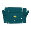 Illustration of 1965-1966 Ford Mustang Coupe Trunk Kit Floor Only trunk mat Nylon, 1 piece, in 605 Aqua with the #3 Mustang Gold Running Pony logo