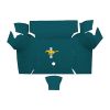 Illustration of 1967-1968 Ford Mustang Coupe Trunk Kit Floor Only trunk mat Nylon, 2 piece, in 605 Aqua with the #3 Mustang Gold Running Pony logo