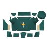 Illustration of 1967-1968 Ford Mustang Convertible Trunk Kit with Boards trunk mat Loop, 12 piece, in 05 Aqua with the #3 Mustang Gold Running Pony logo