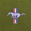 Close-up illustration of the optional #110 Mustang Silver Running Pony logo on the 1969-1970 Ford Mustang ACC Nylon trunk mat
