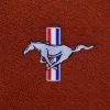Close-up illustration of the optional #110 Mustang Silver Running Pony logo on the 1965-1966 Ford Mustang ACC Nylon trunk mat