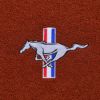 Close-up illustration of the optional #110 Mustang Silver Running Pony logo on the 1965-1966 Ford Mustang ACC Loop trunk mat